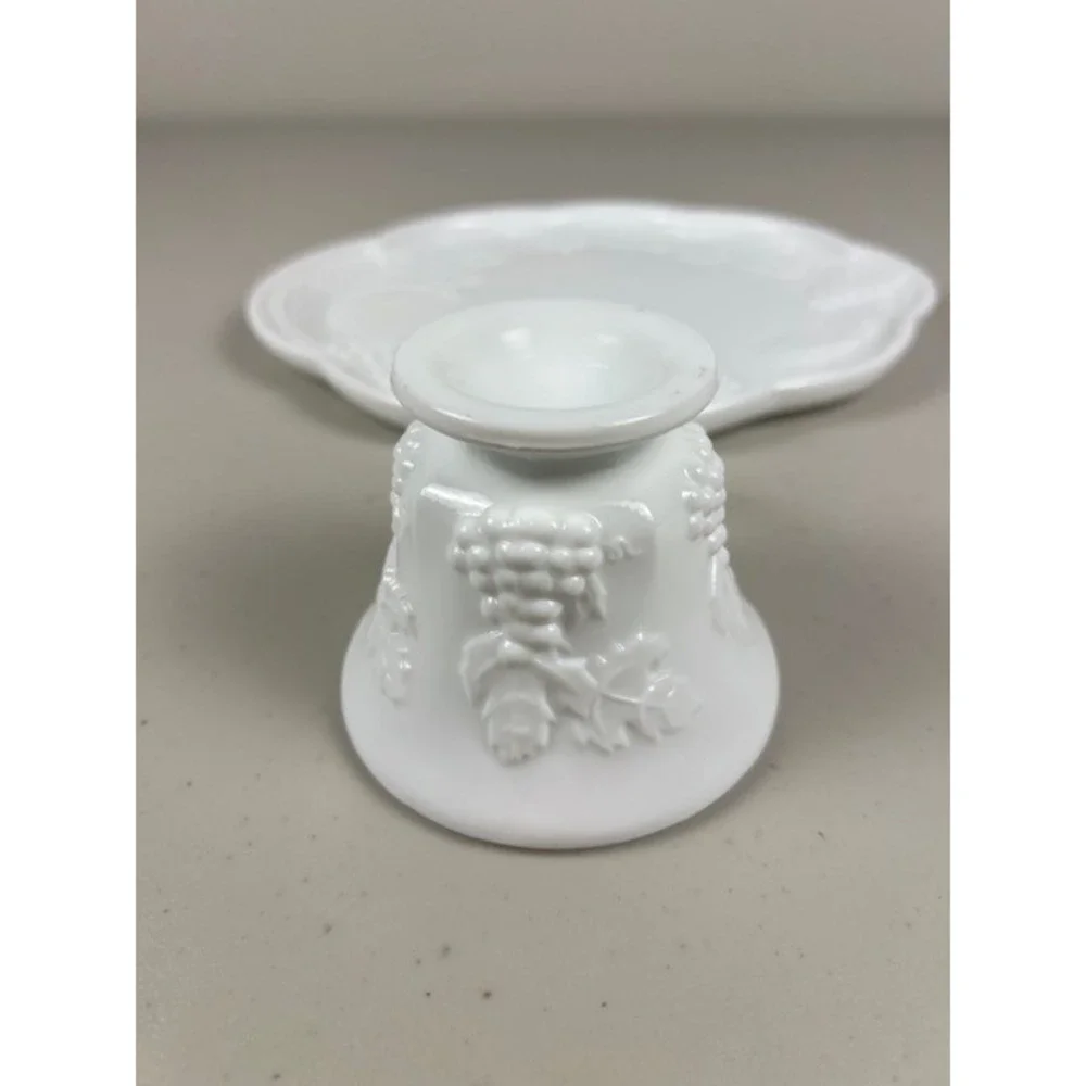 Westmoreland Milk Glass Grape Pattern Snack Set Plate and Cup White Vintage